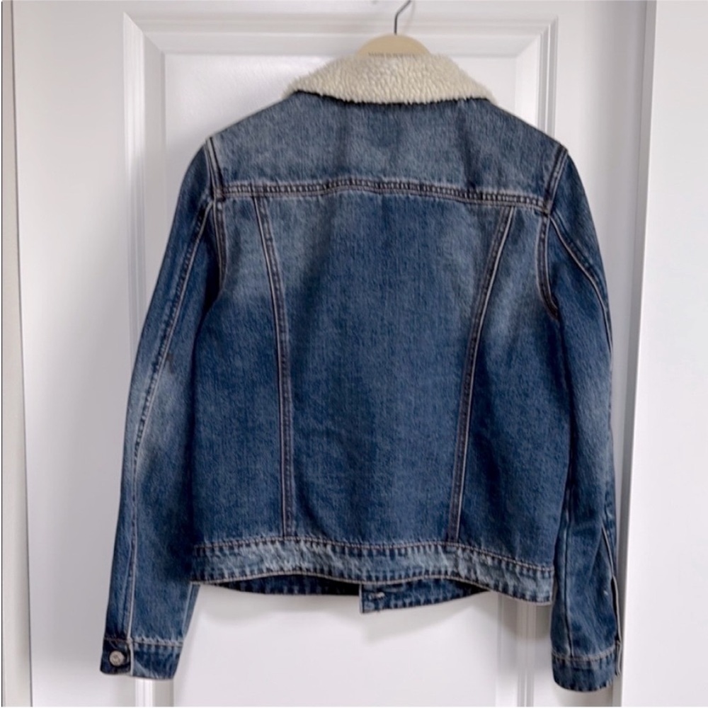 Kensie Jean Jacket Denim Sherpa Collar - Picture 3 of 7
